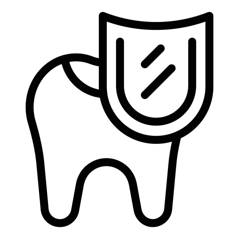 Dental Schutz Schild Symbol Gliederung Vektor. gesund Zähne vektor