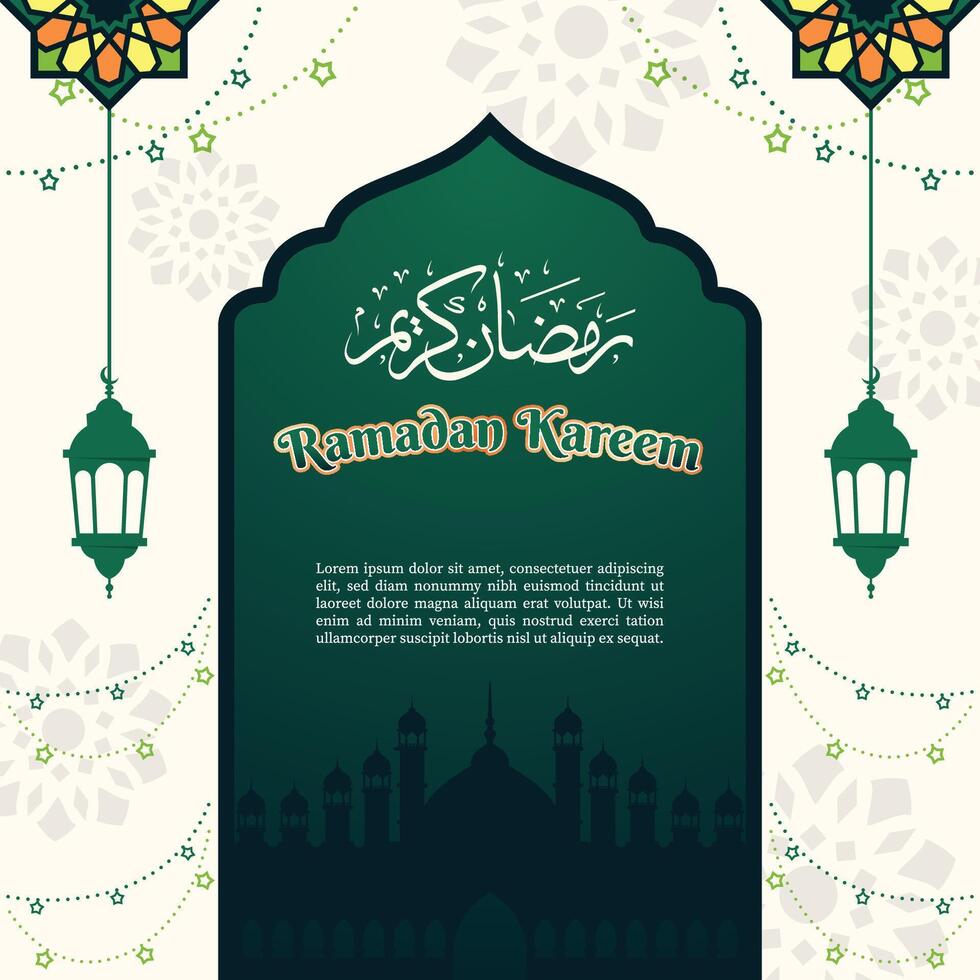 enkel grön islamic fyrkant baner mall design för social media posta vektor