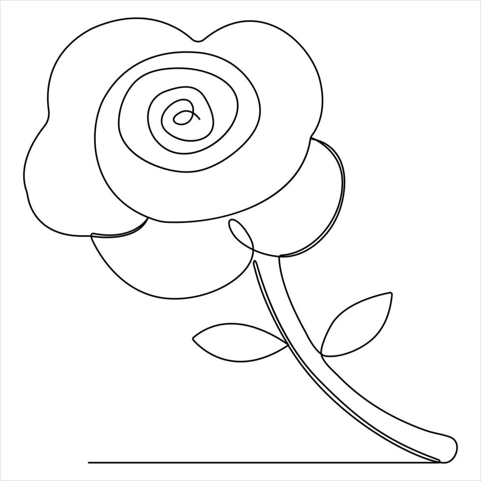 kontinuierlich Single Linie Zeichnung von schön Rose Blumen Vektor Stil Illustration