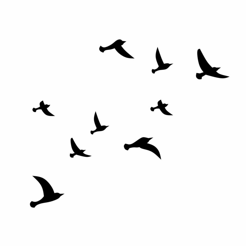 flock av fåglar ikon vektor illustration. silhuett av fågel migration för grafisk resurs. flock av fåglar ikon för natur, landskap, fauna och miljö