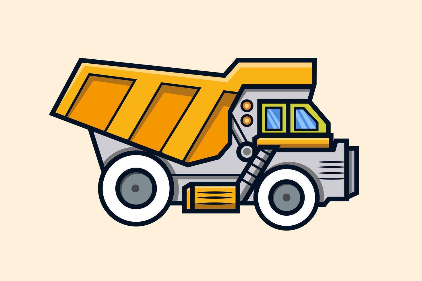 tecknad serie lastbil eller dumpa lastbil konstruktion fordon. färgrik vektor illustration för barn.