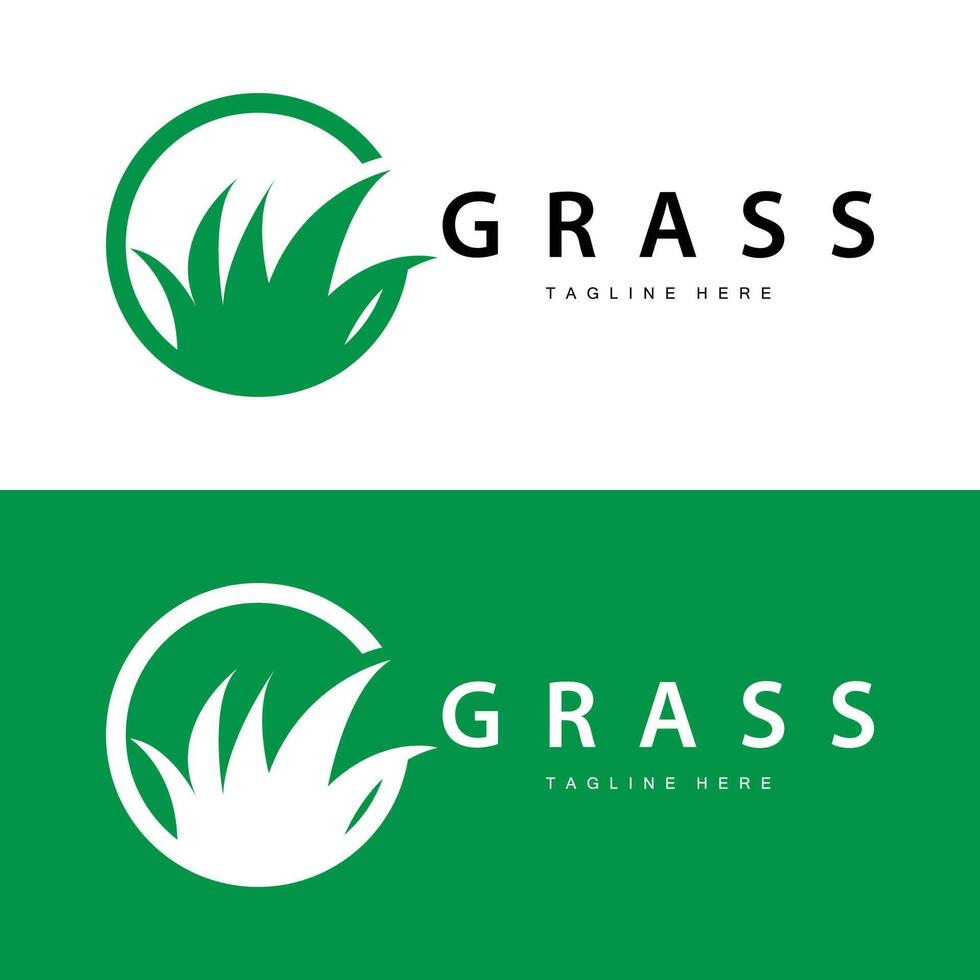 Bauernhof Illustration Grün Gras Logo Design einfach natürlich Gras Vektor Vorlage