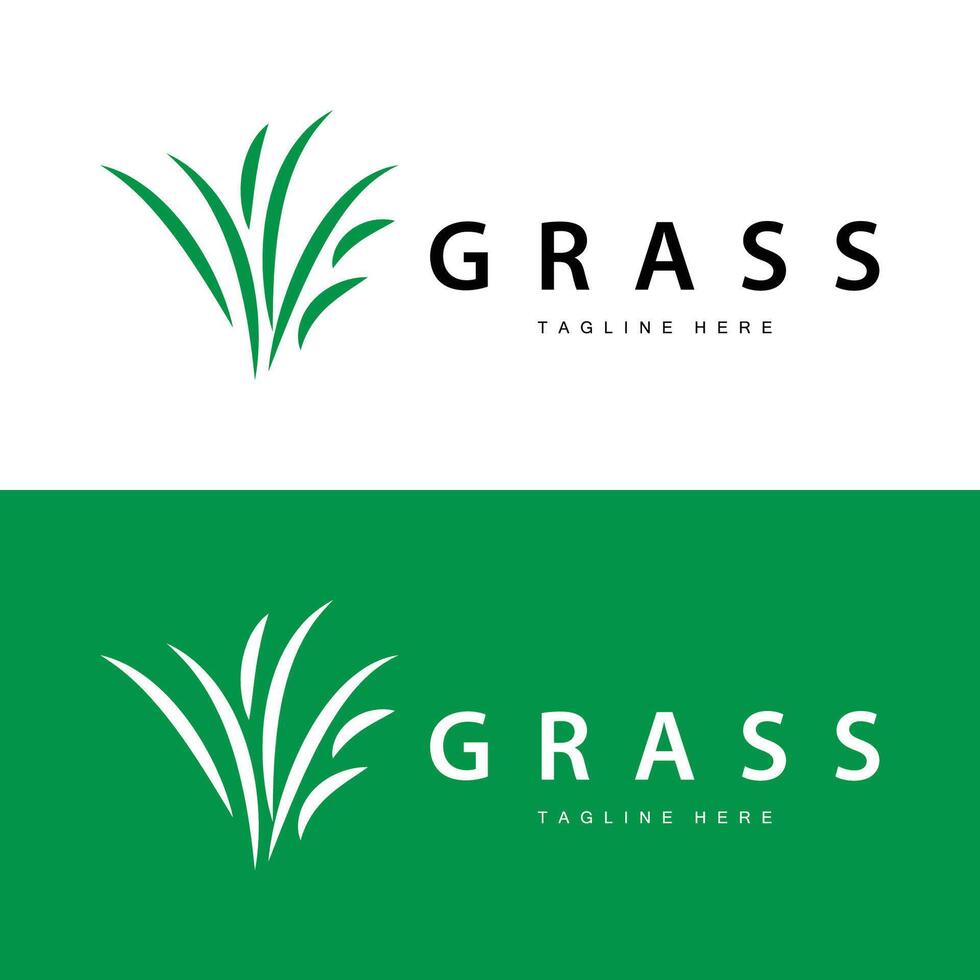 Bauernhof Illustration Grün Gras Logo Design einfach natürlich Gras Vektor Vorlage