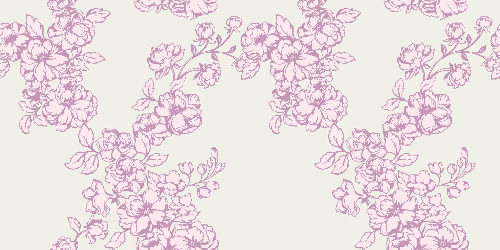 pastell monoton konstnärlig grenar blommor sammanflätade i en sömlös mönster. skugga blommig silhuetter skriva ut. vektor hand ritade. mall för design, mode, utskrift, tyg
