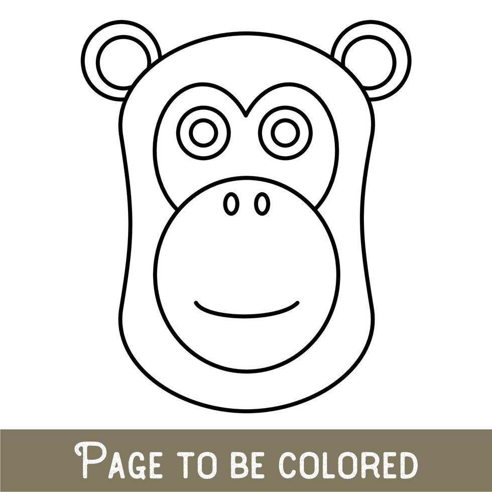 roligt babianansikte som ska färgas, målarboken för förskolebarn med lätt pedagogisk spelnivå, medium. vektor