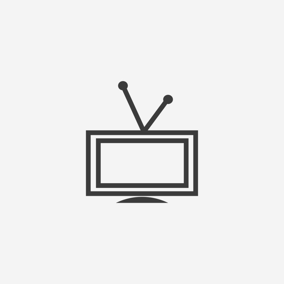 gammal klassisk tv, tv, antenn ikon vektor symbol tecken
