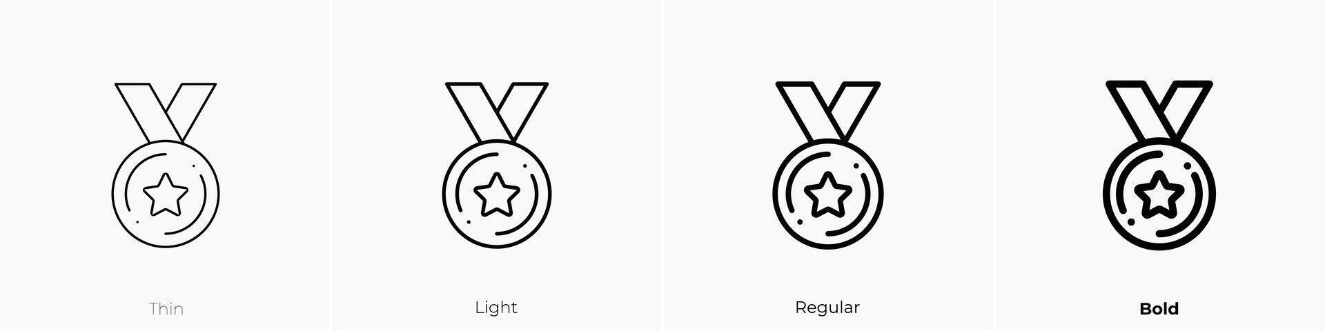 Medaille Symbol. dünn, Licht, regulär und Fett gedruckt Stil Design isoliert auf Weiß Hintergrund vektor