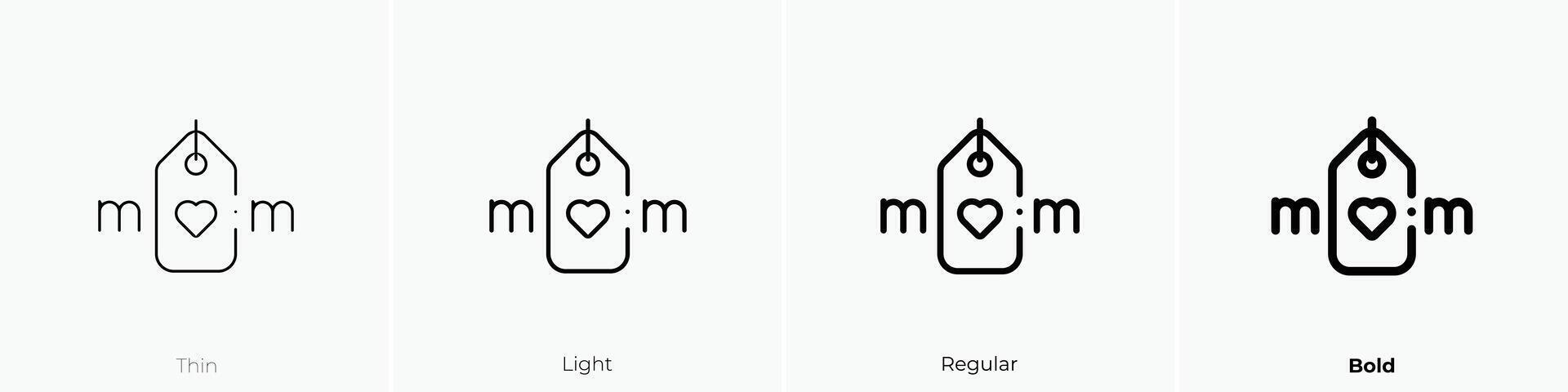 Mama Symbol. dünn, Licht, regulär und Fett gedruckt Stil Design isoliert auf Weiß Hintergrund vektor