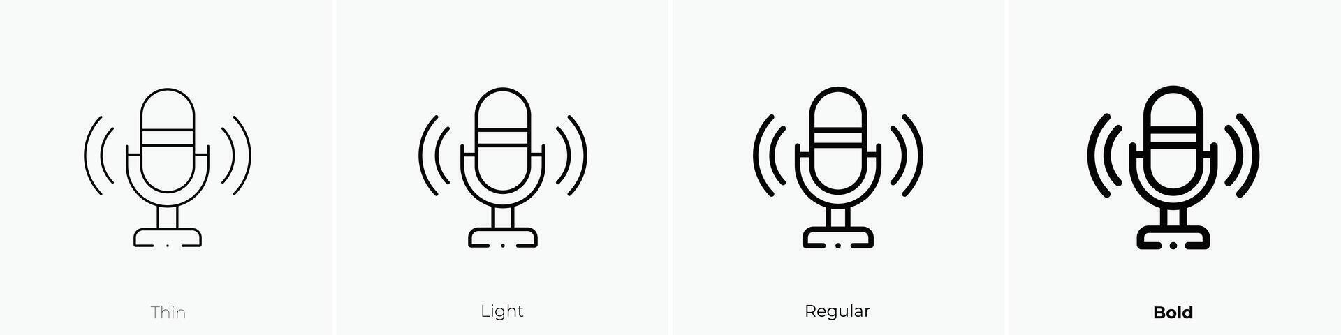 mikrofon ikon. tunn, ljus, regelbunden och djärv stil design isolerat på vit bakgrund vektor