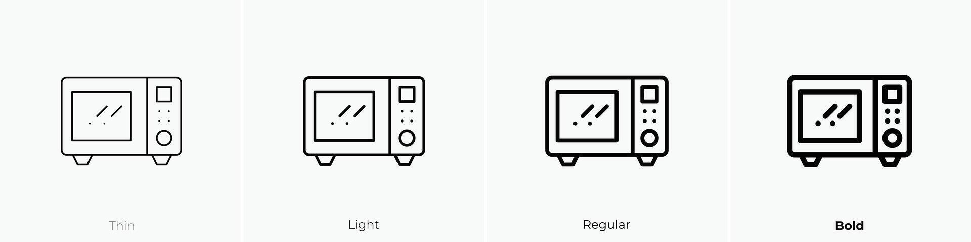 mikrovågsugn ikon. tunn, ljus, regelbunden och djärv stil design isolerat på vit bakgrund vektor