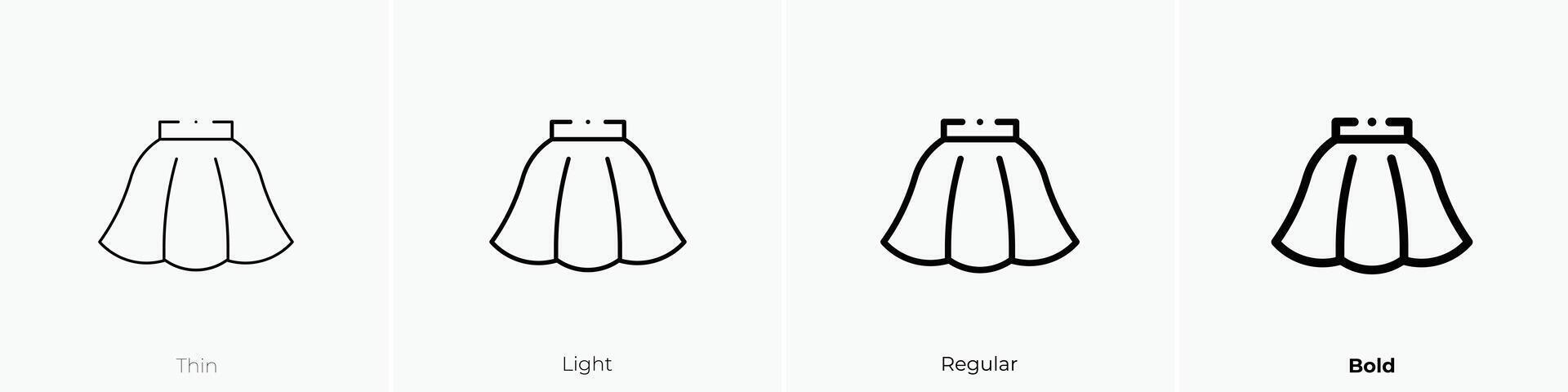 mini kjol ikon. tunn, ljus, regelbunden och djärv stil design isolerat på vit bakgrund vektor