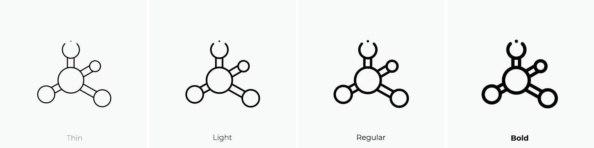 Molekül Symbol. dünn, Licht, regulär und Fett gedruckt Stil Design isoliert auf Weiß Hintergrund vektor