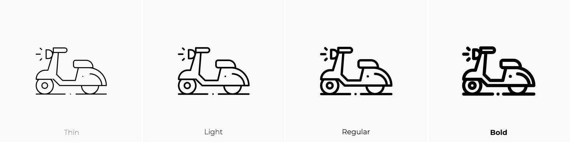 Motorrad Symbol. dünn, Licht, regulär und Fett gedruckt Stil Design isoliert auf Weiß Hintergrund vektor