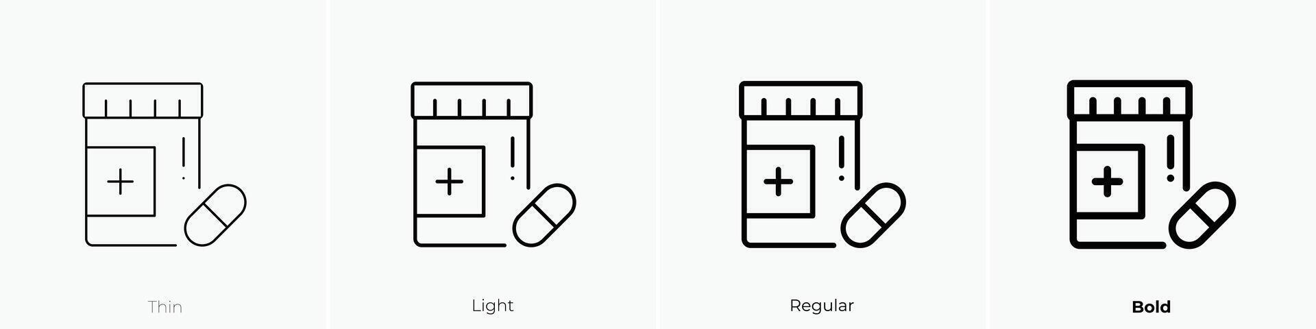 Medizin Symbol. dünn, Licht, regulär und Fett gedruckt Stil Design isoliert auf Weiß Hintergrund vektor