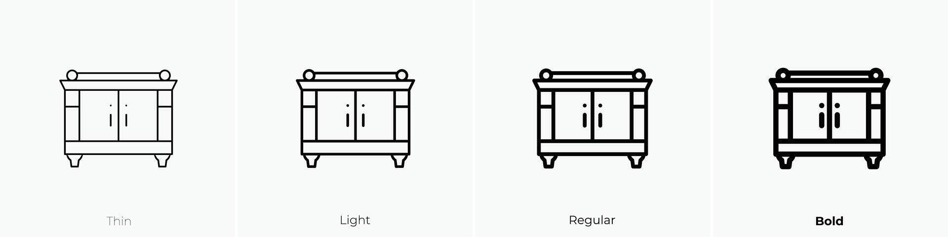 Nachttisch Symbol. dünn, Licht, regulär und Fett gedruckt Stil Design isoliert auf Weiß Hintergrund vektor