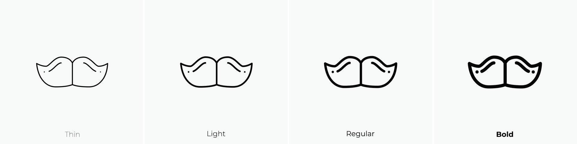 Schnurrbart Symbol. dünn, Licht, regulär und Fett gedruckt Stil Design isoliert auf Weiß Hintergrund vektor