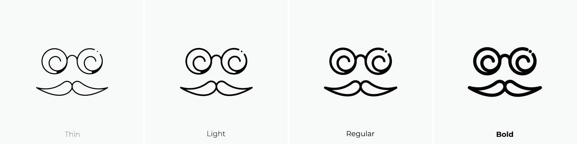 Schnurrbart Symbol. dünn, Licht, regulär und Fett gedruckt Stil Design isoliert auf Weiß Hintergrund vektor