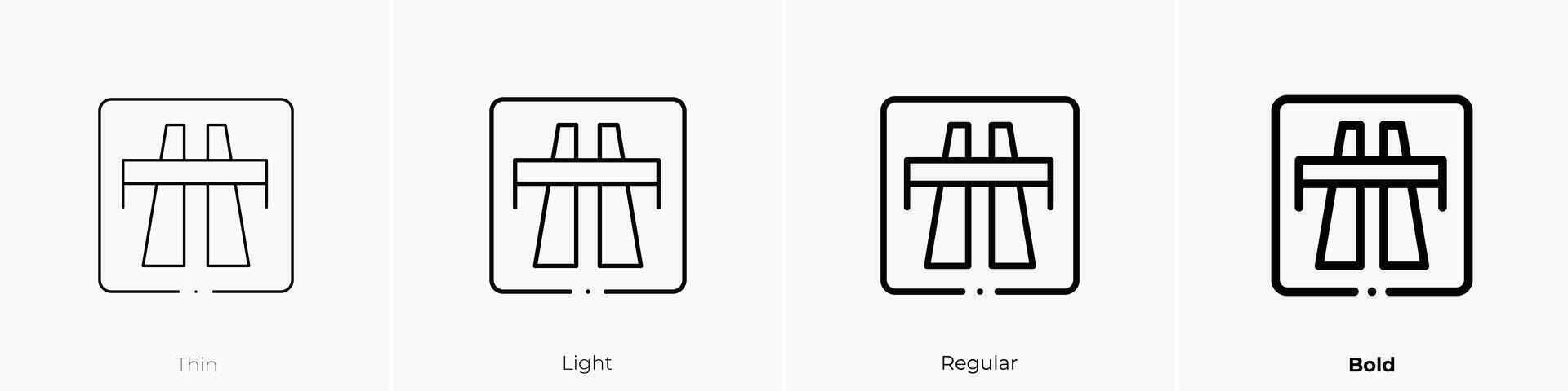 Autobahn Symbol. dünn, Licht, regulär und Fett gedruckt Stil Design isoliert auf Weiß Hintergrund vektor