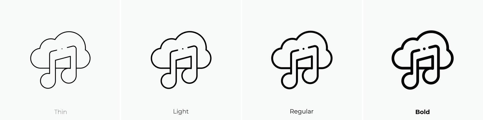 Musik- Symbol. dünn, Licht, regulär und Fett gedruckt Stil Design isoliert auf Weiß Hintergrund vektor