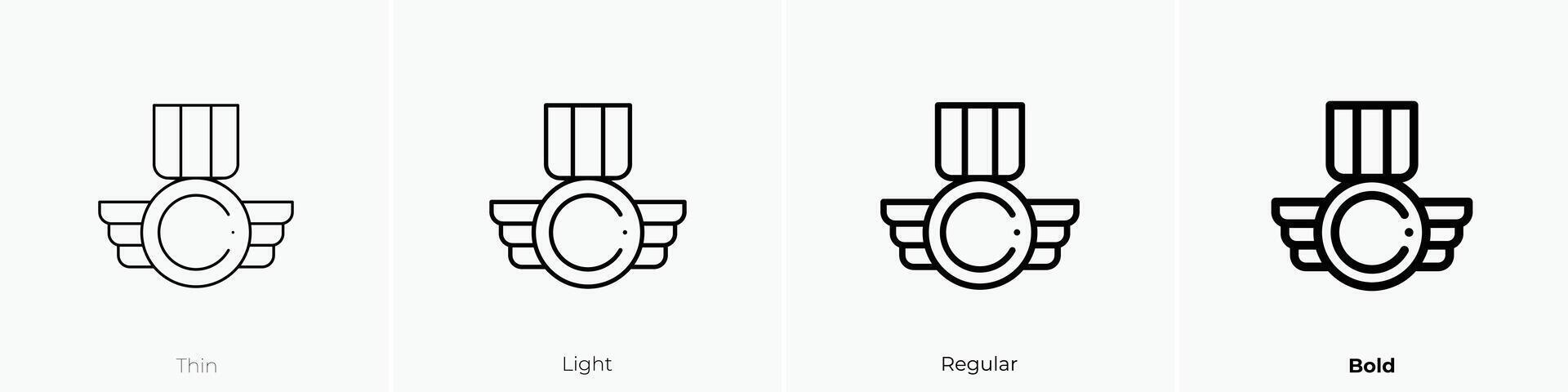 medalj ikon. tunn, ljus, regelbunden och djärv stil design isolerat på vit bakgrund vektor