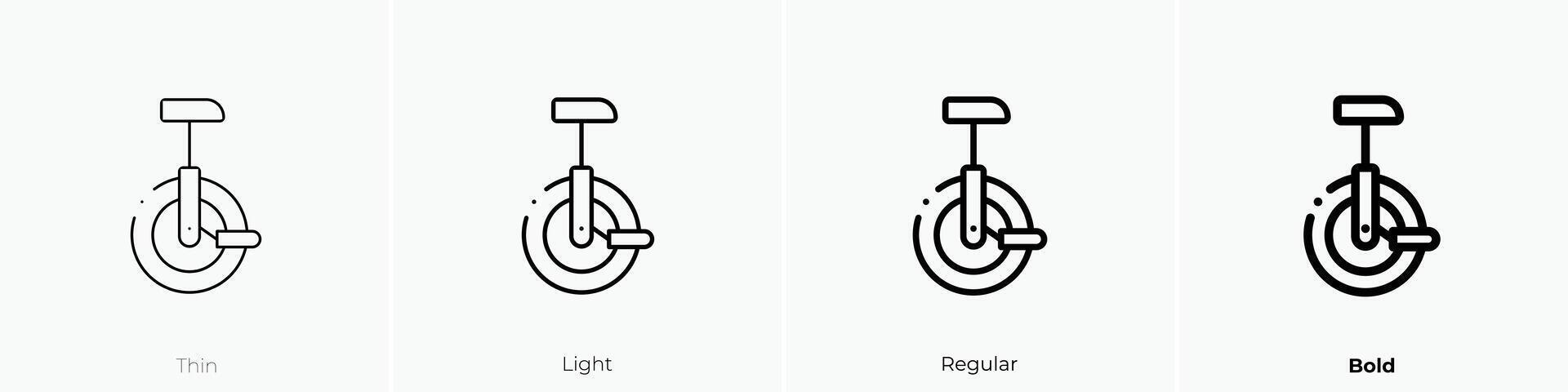 Monocycle Symbol. dünn, Licht, regulär und Fett gedruckt Stil Design isoliert auf Weiß Hintergrund vektor