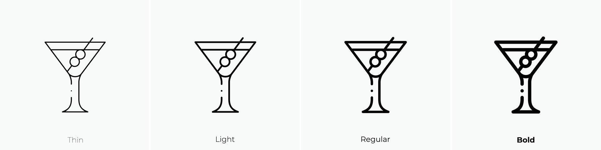 Martini Symbol. dünn, Licht, regulär und Fett gedruckt Stil Design isoliert auf Weiß Hintergrund vektor