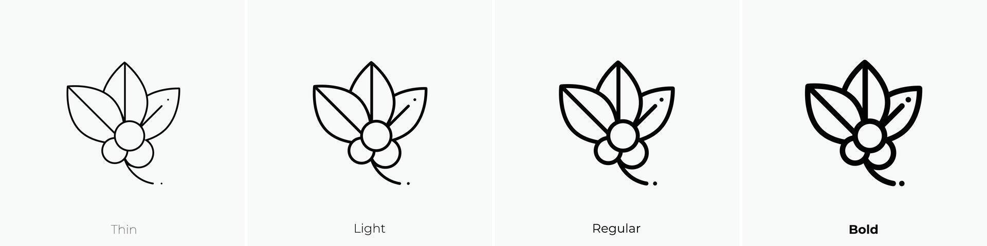 Mistel Symbol. dünn, Licht, regulär und Fett gedruckt Stil Design isoliert auf Weiß Hintergrund vektor