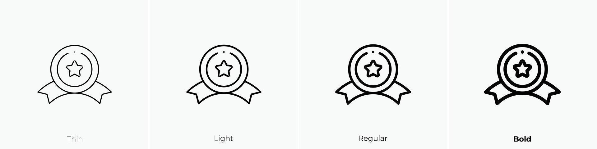 Medaille Symbol. dünn, Licht, regulär und Fett gedruckt Stil Design isoliert auf Weiß Hintergrund vektor