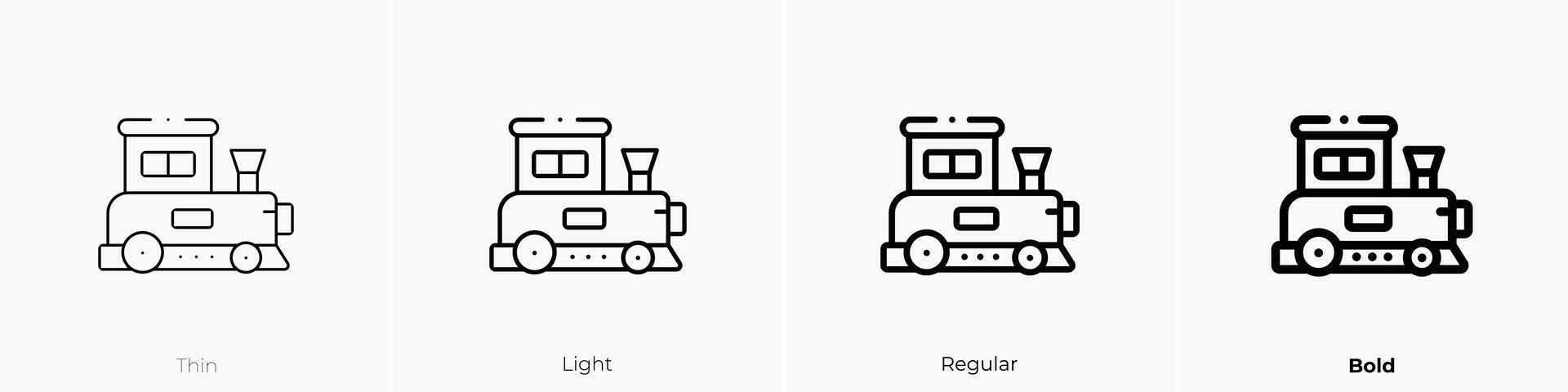 Mini Zug Symbol. dünn, Licht, regulär und Fett gedruckt Stil Design isoliert auf Weiß Hintergrund vektor