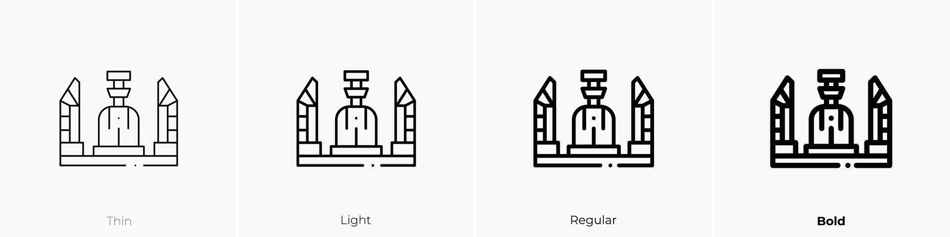 monument ikon. tunn, ljus, regelbunden och djärv stil design isolerat på vit bakgrund vektor