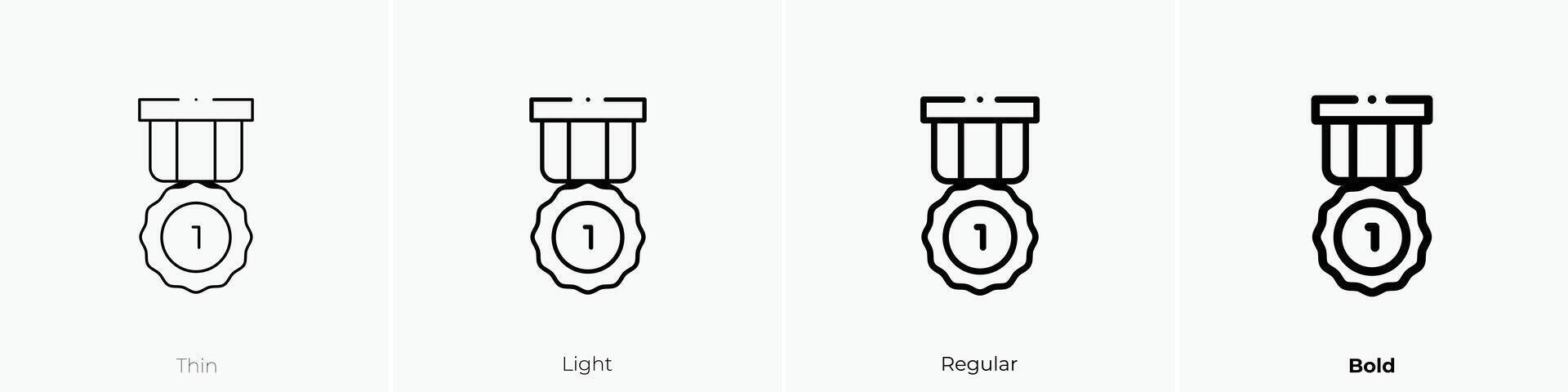 medalj ikon. tunn, ljus, regelbunden och djärv stil design isolerat på vit bakgrund vektor