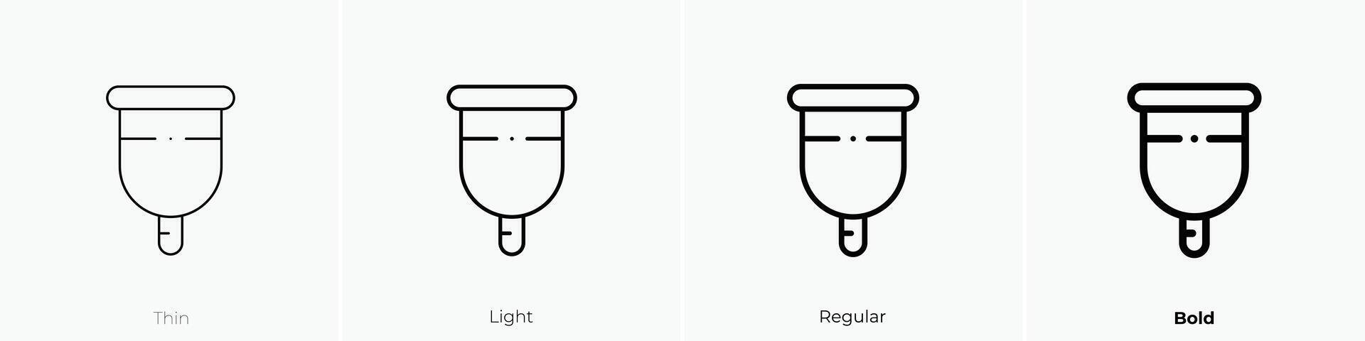 Menstruation- Tasse Symbol. dünn, Licht, regulär und Fett gedruckt Stil Design isoliert auf Weiß Hintergrund vektor
