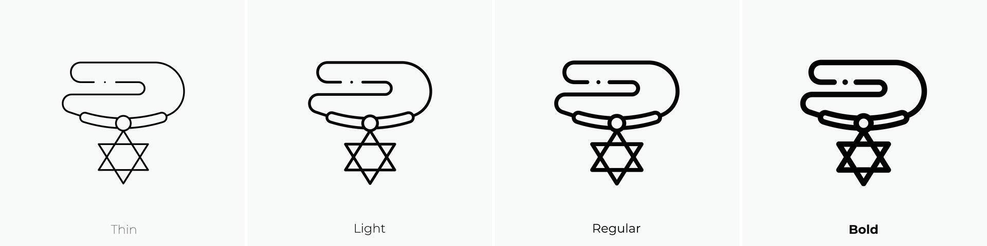 Medaillon Symbol. dünn, Licht, regulär und Fett gedruckt Stil Design isoliert auf Weiß Hintergrund vektor