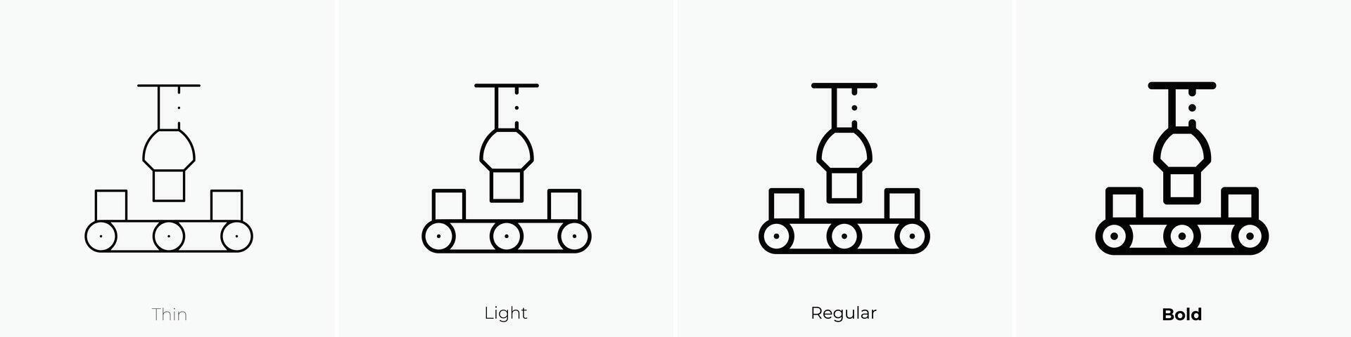 mechanisch Arm Symbol. dünn, Licht, regulär und Fett gedruckt Stil Design isoliert auf Weiß Hintergrund vektor