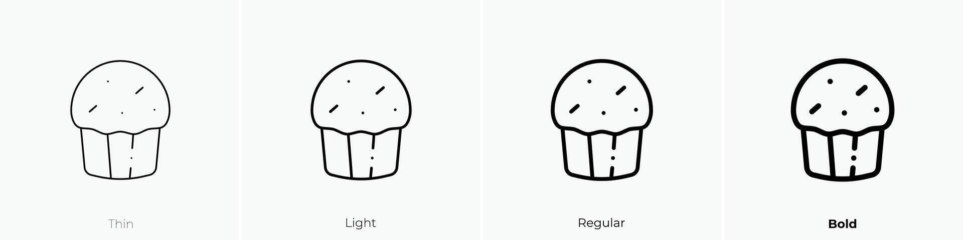 Muffin Symbol. dünn, Licht, regulär und Fett gedruckt Stil Design isoliert auf Weiß Hintergrund vektor