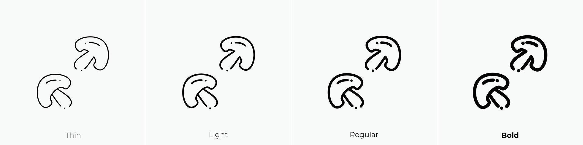 Pilz Symbol. dünn, Licht, regulär und Fett gedruckt Stil Design isoliert auf Weiß Hintergrund vektor