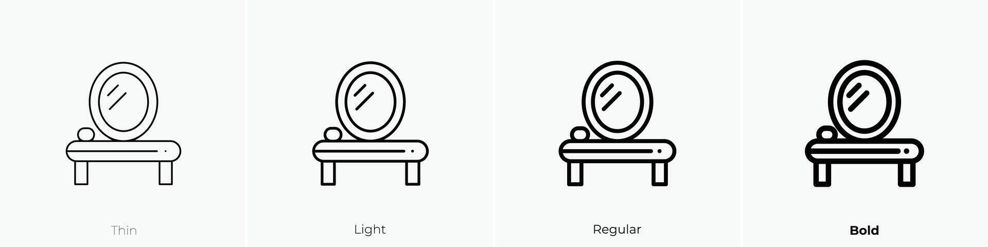 spegel ikon. tunn, ljus, regelbunden och djärv stil design isolerat på vit bakgrund vektor