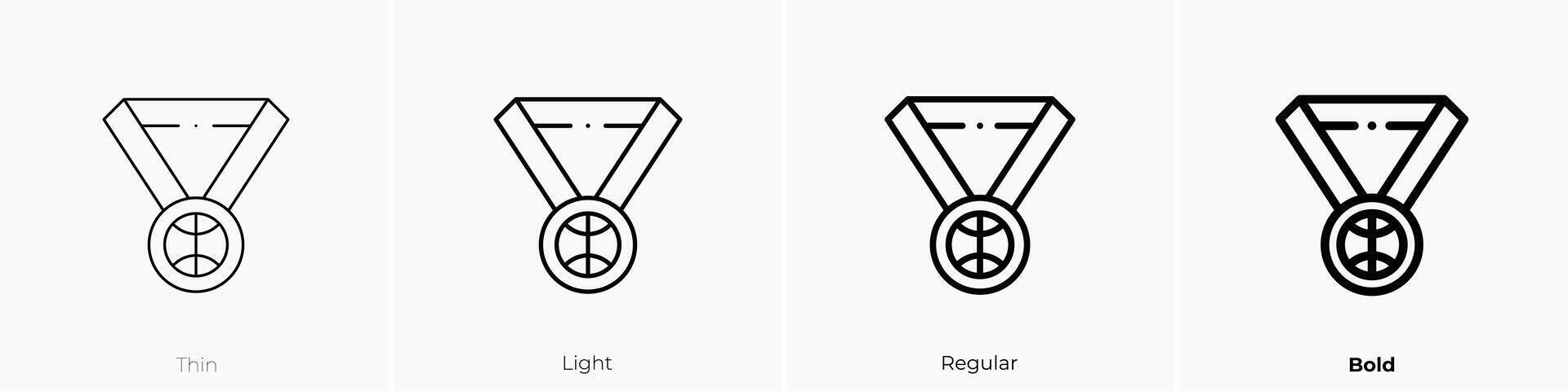 Medaille Symbol. dünn, Licht, regulär und Fett gedruckt Stil Design isoliert auf Weiß Hintergrund vektor