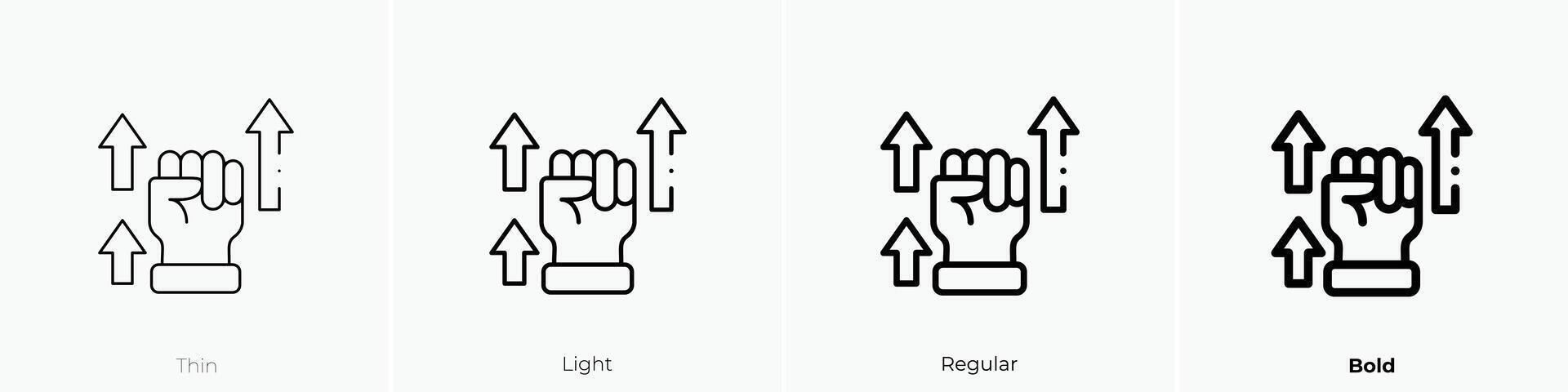 Motivation Symbol. dünn, Licht, regulär und Fett gedruckt Stil Design isoliert auf Weiß Hintergrund vektor