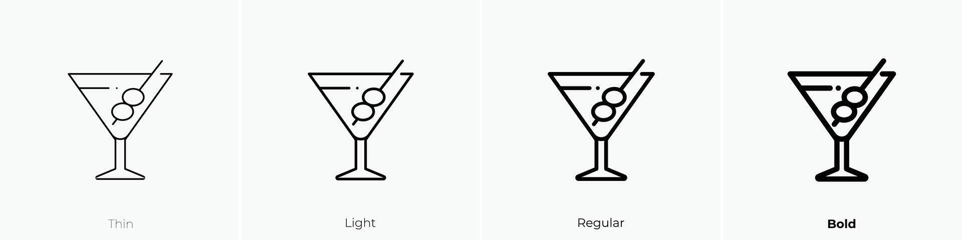 Martini Symbol. dünn, Licht, regulär und Fett gedruckt Stil Design isoliert auf Weiß Hintergrund vektor