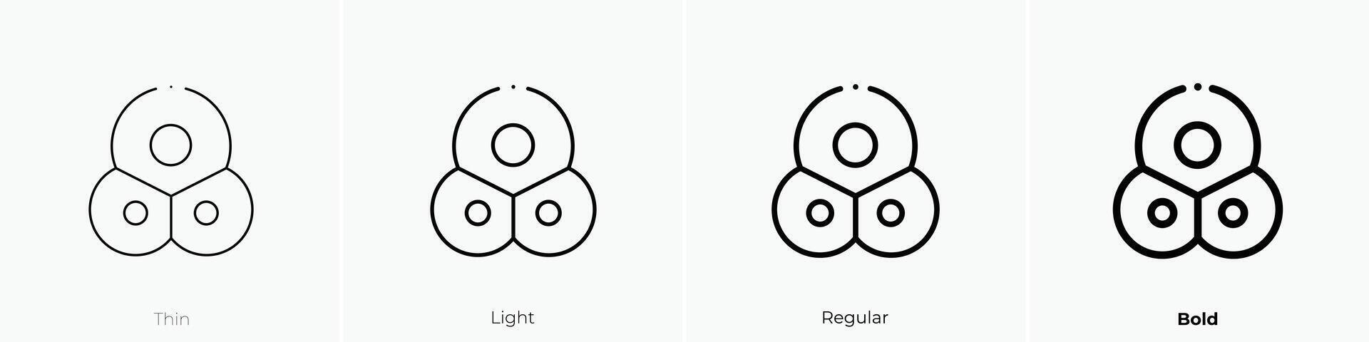 Molekül Symbol. dünn, Licht, regulär und Fett gedruckt Stil Design isoliert auf Weiß Hintergrund vektor