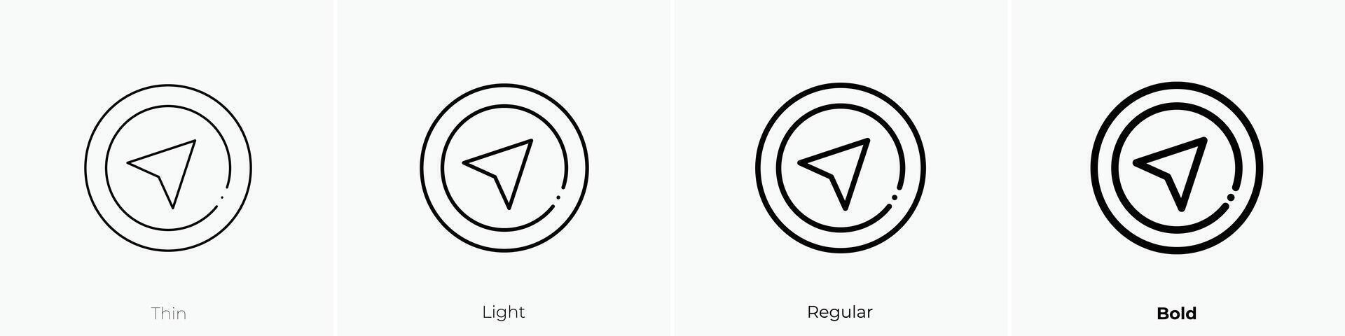 Navigation Symbol. dünn, Licht, regulär und Fett gedruckt Stil Design isoliert auf Weiß Hintergrund vektor