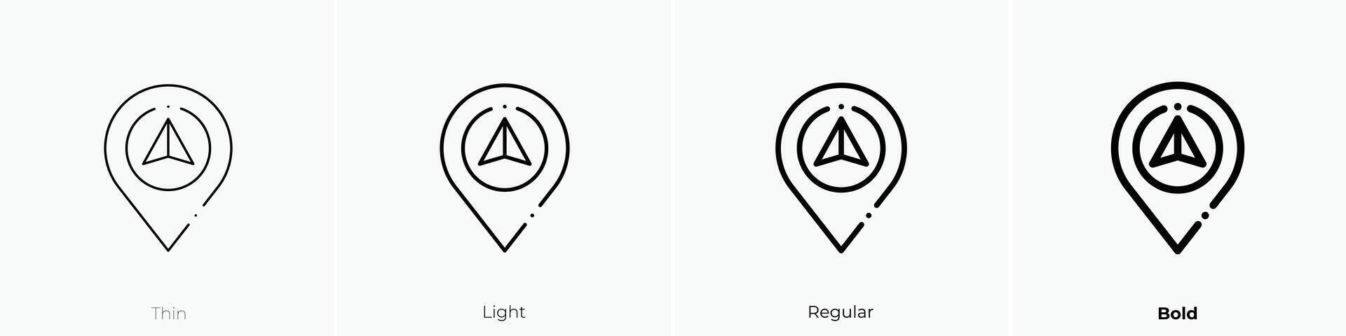 Navigation Symbol. dünn, Licht, regulär und Fett gedruckt Stil Design isoliert auf Weiß Hintergrund vektor