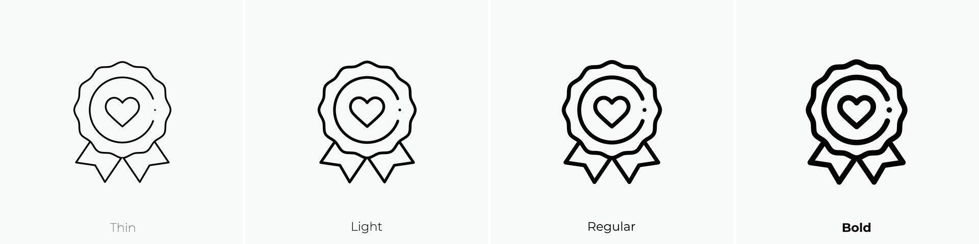 Medaille Symbol. dünn, Licht, regulär und Fett gedruckt Stil Design isoliert auf Weiß Hintergrund vektor