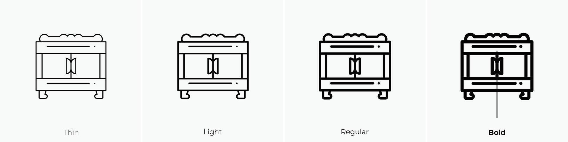 Nachttisch Symbol. dünn, Licht, regulär und Fett gedruckt Stil Design isoliert auf Weiß Hintergrund vektor