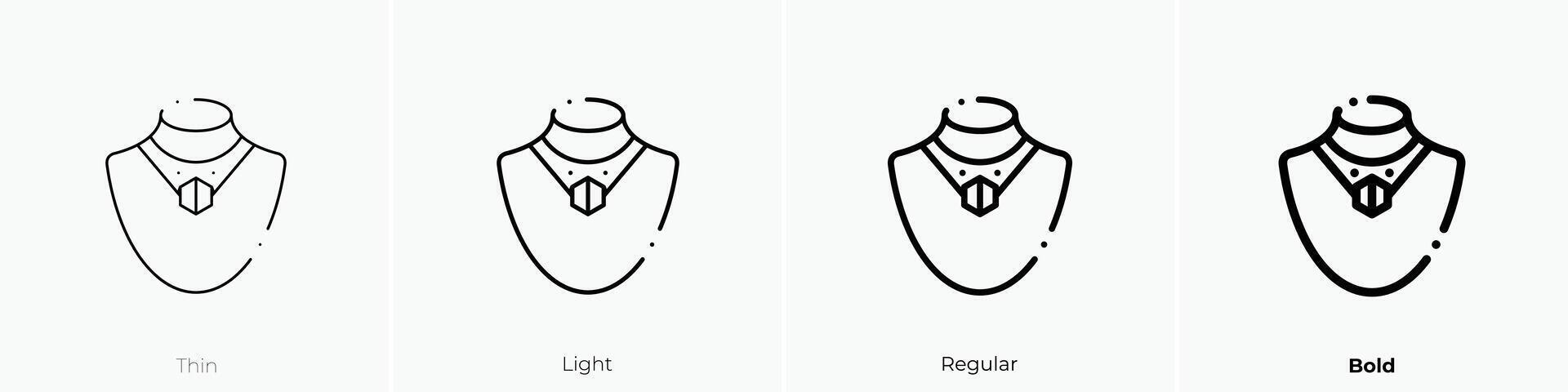 Halskette Symbol. dünn, Licht, regulär und Fett gedruckt Stil Design isoliert auf Weiß Hintergrund vektor