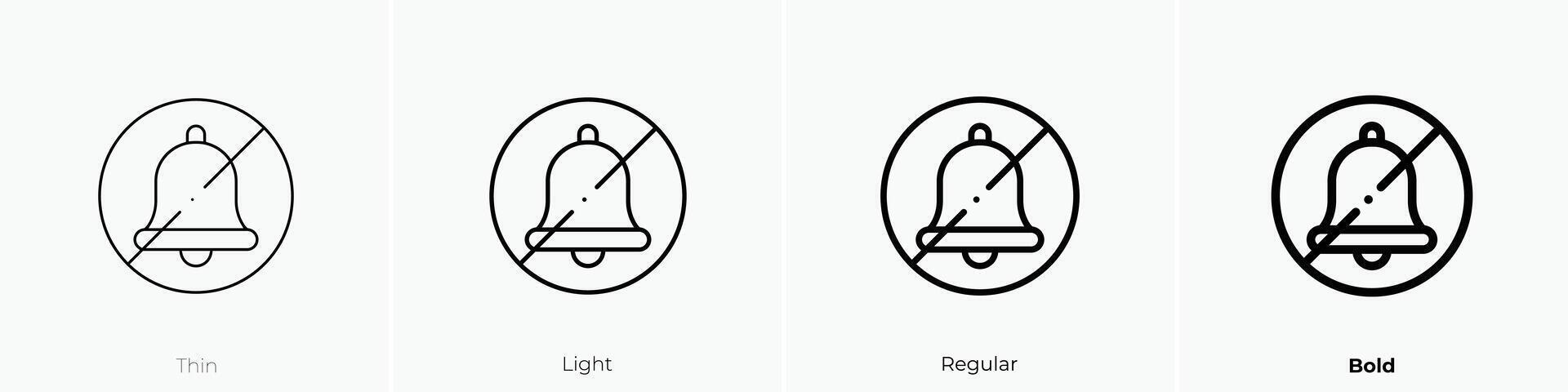 Nein Alarm Symbol. dünn, Licht, regulär und Fett gedruckt Stil Design isoliert auf Weiß Hintergrund vektor