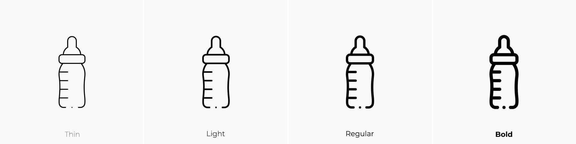 Milch Flasche Symbol. dünn, Licht, regulär und Fett gedruckt Stil Design isoliert auf Weiß Hintergrund vektor