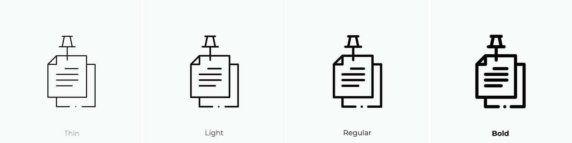 Anmerkungen Symbol. dünn, Licht, regulär und Fett gedruckt Stil Design isoliert auf Weiß Hintergrund vektor