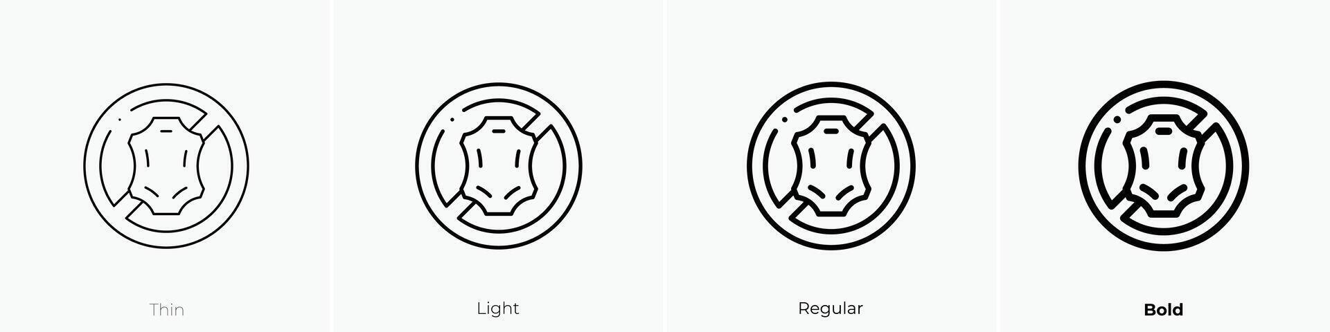 Nej läder ikon. tunn, ljus, regelbunden och djärv stil design isolerat på vit bakgrund vektor